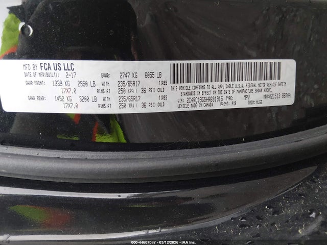 44607087 :رقم المزاد ، 2C4RC1BG5HR691915 vin ، 2017 Chrysler Pacifica Touring-l مزاد بيع