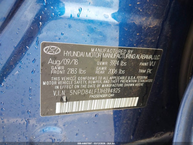 5NPD84LF1JH394825 Hyundai Elantra Value Edition