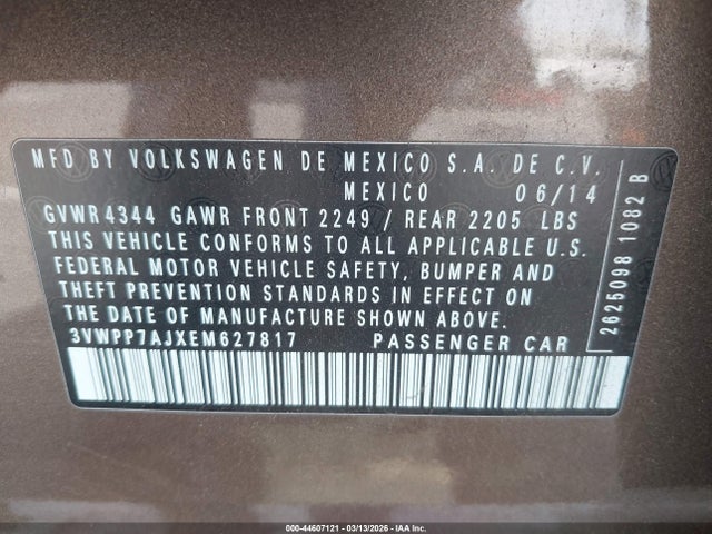3VWPP7AJXEM627817 Volkswagen Jetta Sportwagen 2.5l Se