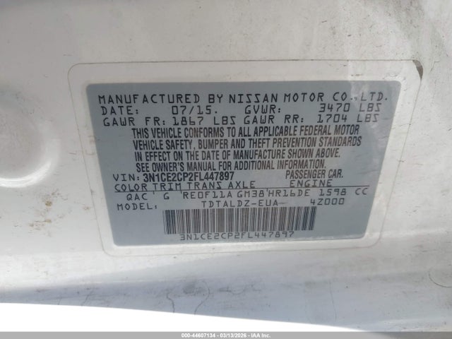 Nissan Versa Note Sv 2015 3N1CE2CP2FL447897 Image 9