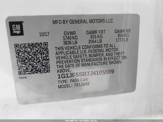 Chevrolet Sonic Premier Auto 2018 1G1JF5SB7J4105569 Image 9