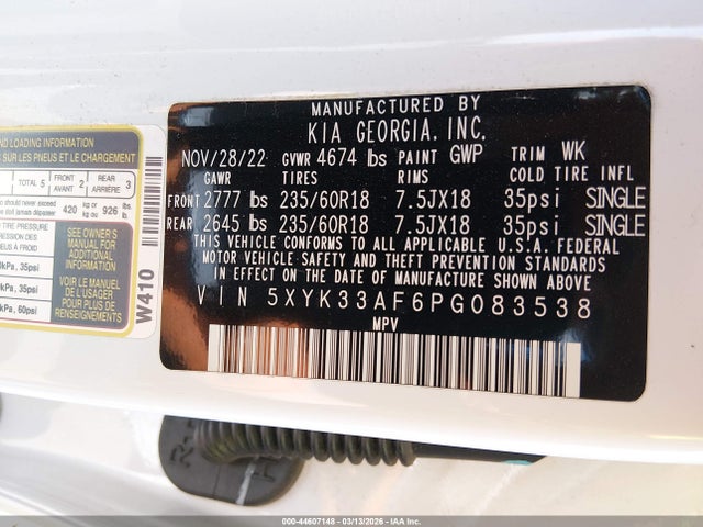 Aukcja sprzedaży 2023 Kia Sportage Ex, vin: 5XYK33AF6PG083538, numer aukcji: 44607148