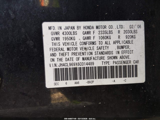 2006 ACURA TSX JH4CL969X6C014489 Photo 8