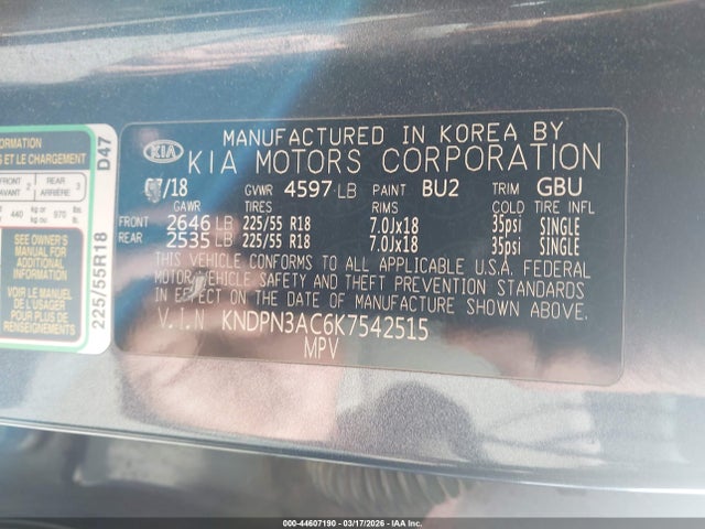 Aukcja sprzedaży 2019 Kia Sportage Ex, vin: KNDPN3AC6K7542515, numer aukcji: 44607190