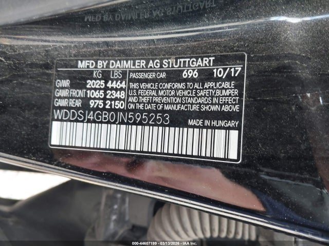 WDDSJ4GB0JN595253 Mercedes-Benz CLA 250 4MATIC
