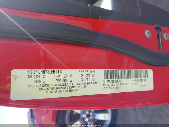 2009 Dodge Charger R/t მანქანა იყიდება აუქციონზე, vin: 2B3LA53T99H561062, აუქციონის ნომერი: 44607202