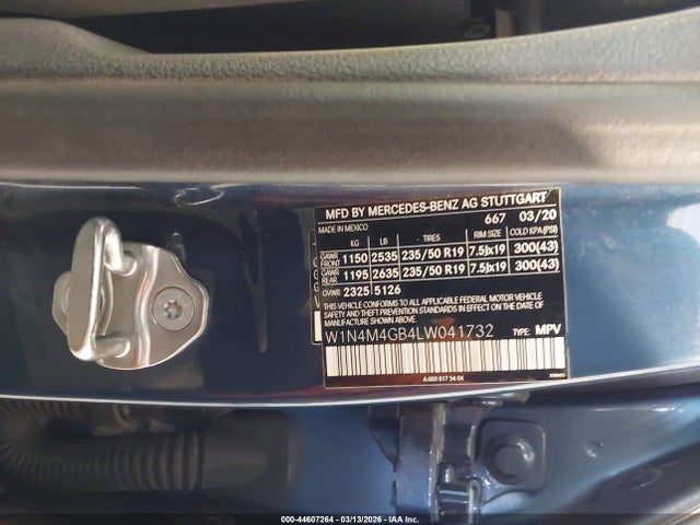 2020 Mercedes-benz Glb 250 მანქანა იყიდება აუქციონზე, vin: W1N4M4GB4LW041732, აუქციონის ნომერი: 44607264