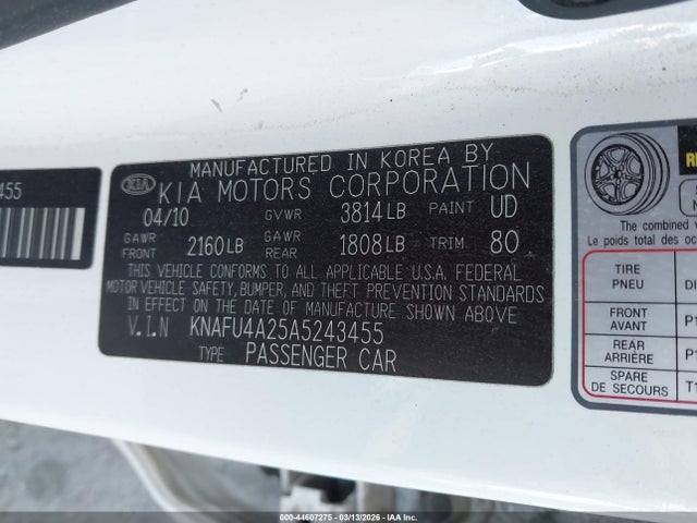 2010 KIA FORTE KNAFU4A25A5243455 Photo 8