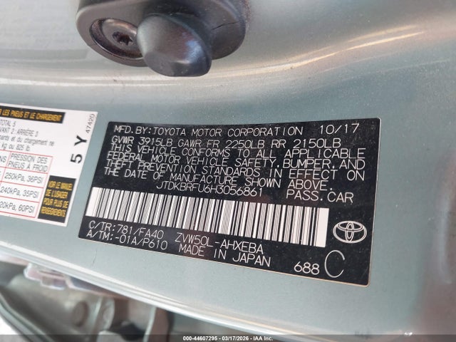 2017 TOYOTA PRIUS JTDKBRFU6H3056861 Photo 8