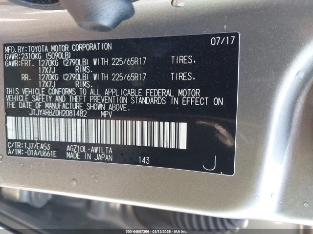 2017 Lexus Nx 200t მანქანა იყიდება აუქციონზე, vin: JTJYARBZ0H2081482, აუქციონის ნომერი: 44607306