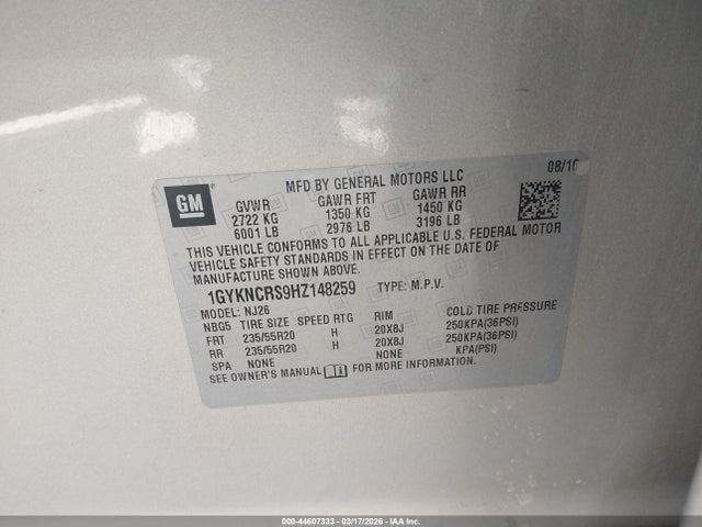 Продаж на аукціоні авто 2017 Cadillac Xt5 Premium Luxury, vin: 1GYKNCRS9HZ148259, номер лоту: 44607333