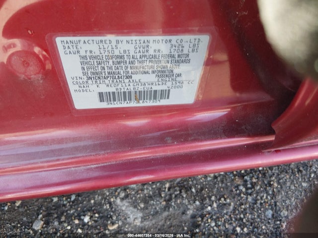 3N1CN7AP7GL847309 Nissan Versa 1.6 Sv