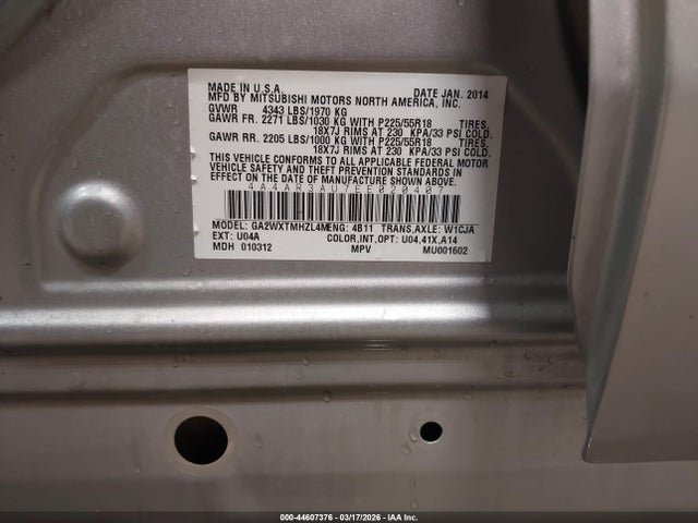 2014 MITSUBISHI OUTLANDER SPORT 4A4AR3AU7EE020407 Photo 8