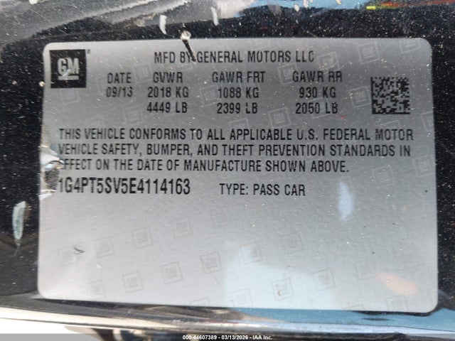 Aukcja sprzedaży 2014 Buick Verano Premium Group, vin: 1G4PT5SV5E4114163, numer aukcji: 44607389