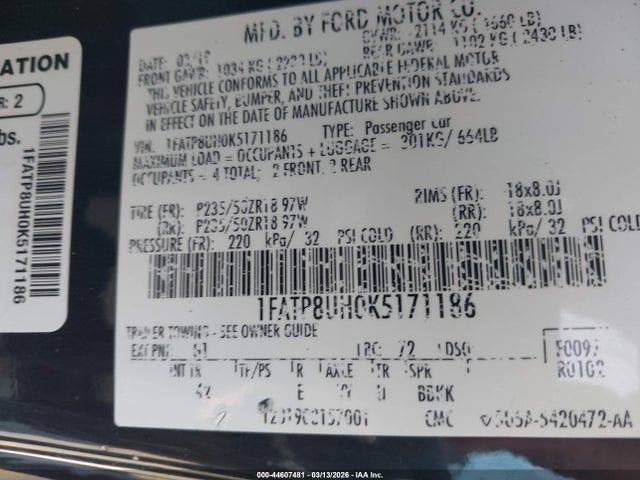 Ford Mustang Ecoboost Premium 2019 1FATP8UH0K5171186 Image 9