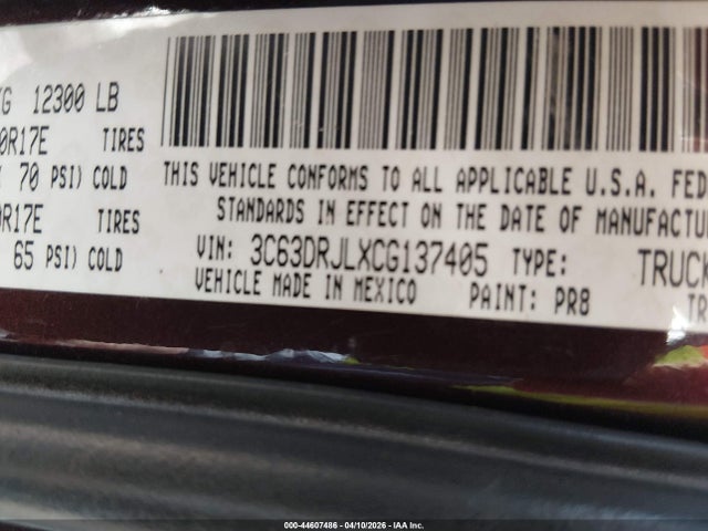 Продажа на аукционе авто 2012 Ram 3500 Laramie, vin: 3C63DRJLXCG137405, номер лота: 44607486