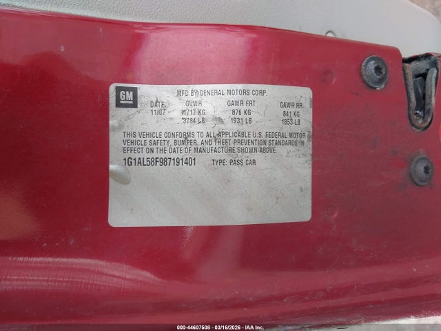 2008 CHEVROLET COBALT 1G1AL58F987191401 Photo 8
