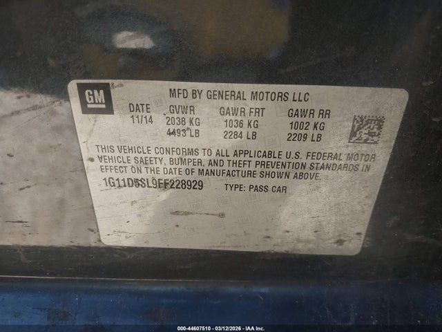 1G11D5SL9FF228929 Chevrolet MALIBU 2LT