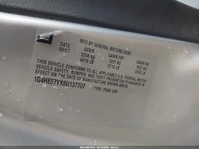 Продаж на аукціоні авто 2008 Buick Lucerne Cxs, vin: 1G4HE57YX8U137797, номер лоту: 44607519
