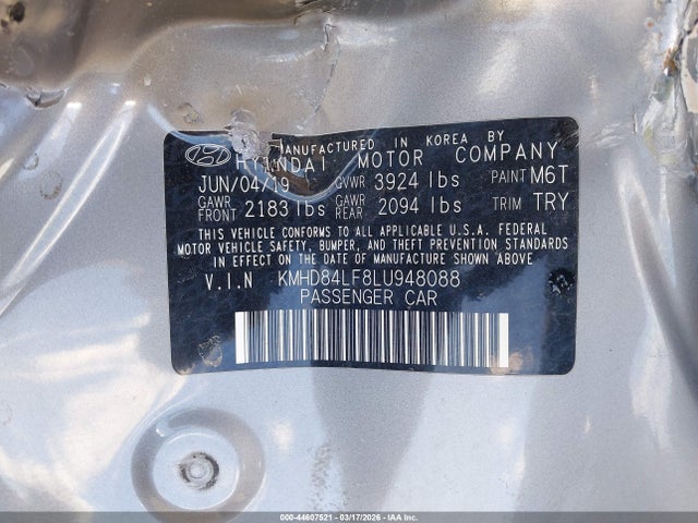 KMHD84LF8LU948088 Hyundai Elantra Value Edition