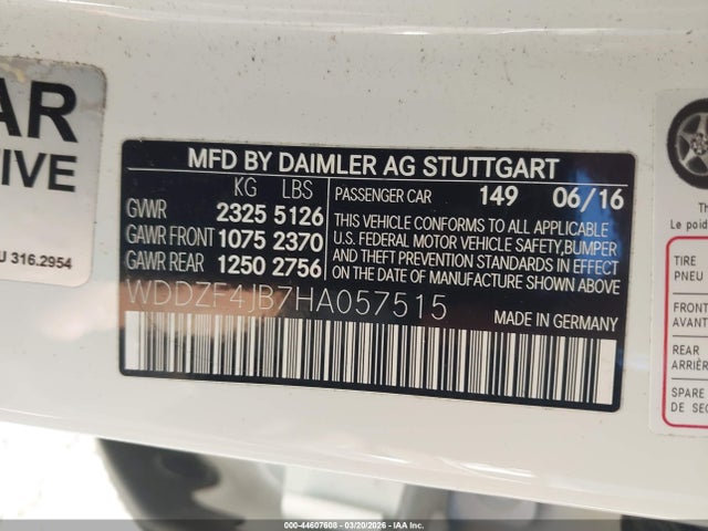Aukcja sprzedaży 2017 Mercedes-benz E 300, vin: WDDZF4JB7HA057515, numer aukcji: 44607608