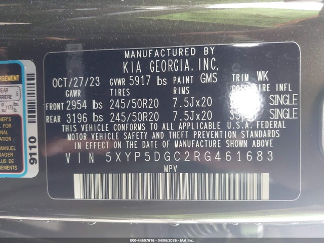 Продаж на аукціоні авто 2024 Kia Telluride Sx, vin: 5XYP5DGC2RG461683, номер лоту: 44607616