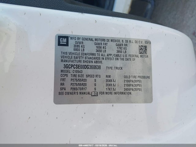 Aukcja sprzedaży 2013 Chevrolet Silverado 1500 Lt, vin: 3GCPCSE00DG360638, numer aukcji: 44607617