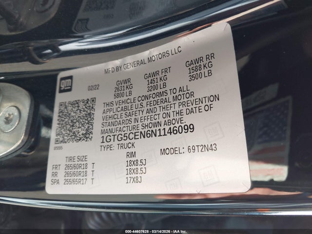1GTG5CEN6N1146099 GMC Canyon 2wd Short Box Elevation