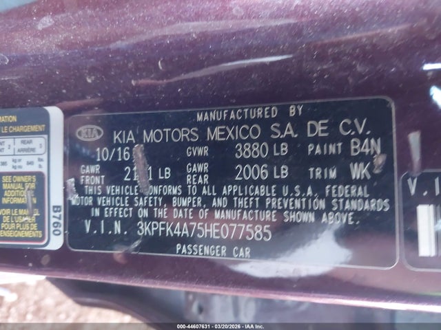 KIA FORTE LX 2017 3KPFK4A75HE077585 Image 9
