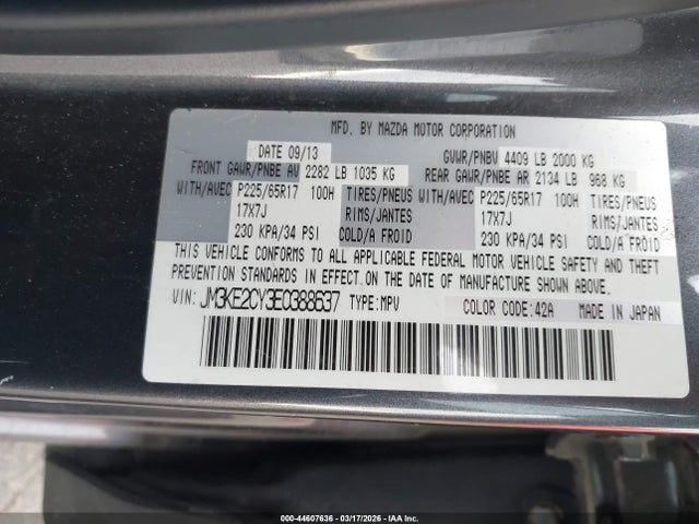 JM3KE2CY3E0388637 Mazda Cx-5 Touring
