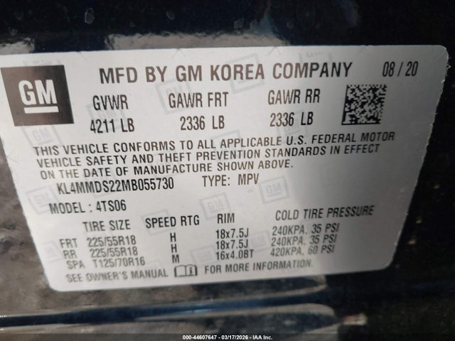 2021 Buick Encore Gx Fwd Select მანქანა იყიდება აუქციონზე, vin: KL4MMDS22MB055730, აუქციონის ნომერი: 44607647