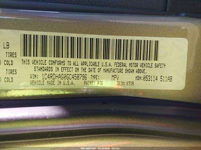 1C4RDHAG0GC458796 Dodge Durango Sxt