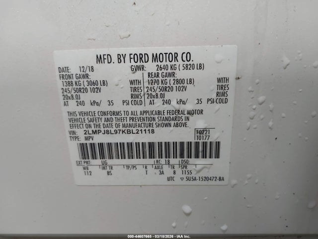 2019 LINCOLN NAUTILUS 2LMPJ8L97KBL21118 Photo 8