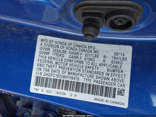 Honda CIVIC SI 2019 2HGFC1E50KH706476 Image 9