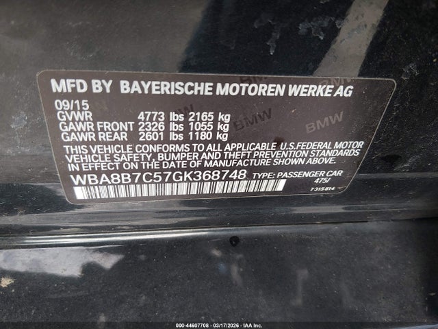 Продажа на аукционе авто 2016 Bmw 340i Xdrive, vin: WBA8B7C57GK368748, номер лота: 44607708