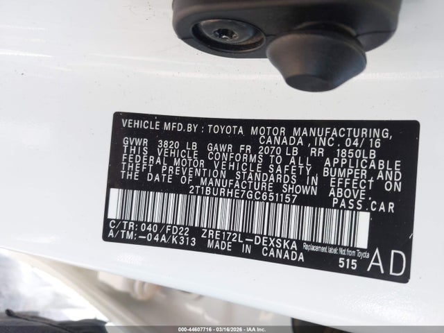 2T1BURHE7GC651157 Toyota Corolla S Plus