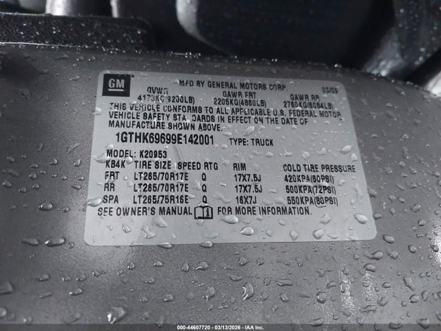 Aukcja sprzedaży 2009 Gmc Sierra 2500hd Slt, vin: 1GTHK69699E142001, numer aukcji: 44607720