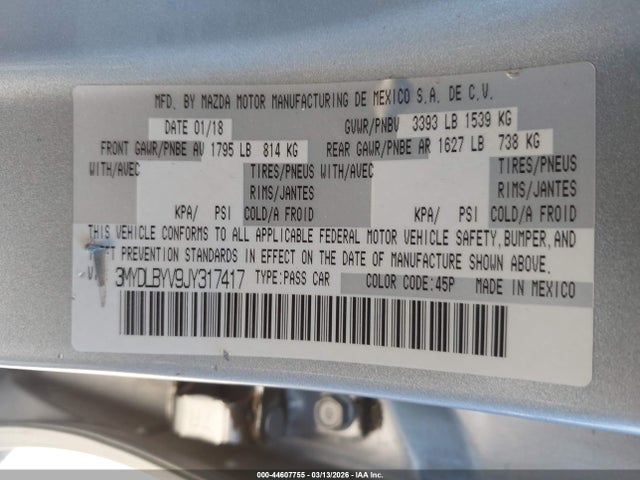 3MYDLBYV9JY317417 Toyota YARIS IA