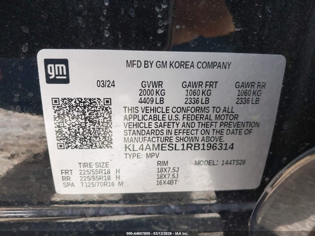 44607805 :رقم المزاد ، KL4AMESL1RB196314 vin ، 2024 Buick Encore Gx Sport Touring Awd مزاد بيع