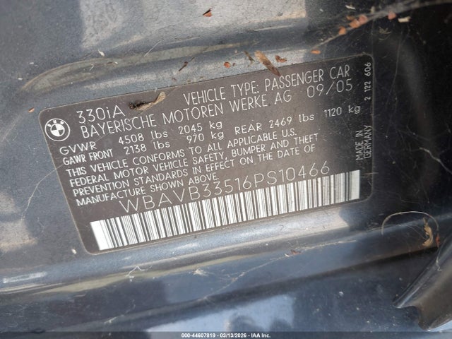 2006 BMW 330I WBAVB33516PS10466 Photo 8
