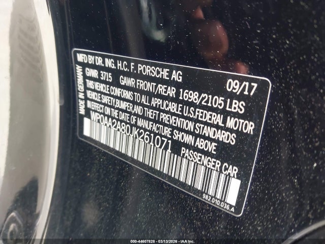 2018 PORSCHE 718 CAYMAN WP0AA2A80JK261071 Photo 8