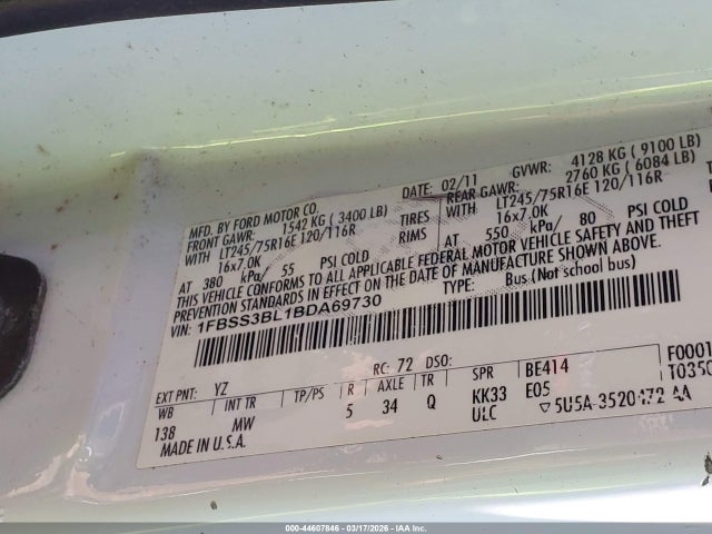 2011 FORD E-350 SUPER DUTY 1FBSS3BL1BDA69730 Photo 8