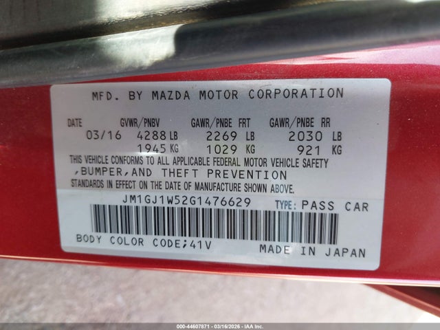 JM1GJ1W52G1476629 Mazda Mazda6 I Grand Touring