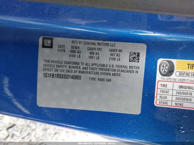 1G1FB1RSXG0140865 Chevrolet Camaro 1lt