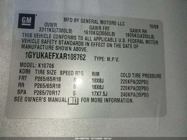 2010 CADILLAC ESCALADE 1GYUKAEFXAR108762 Photo 8