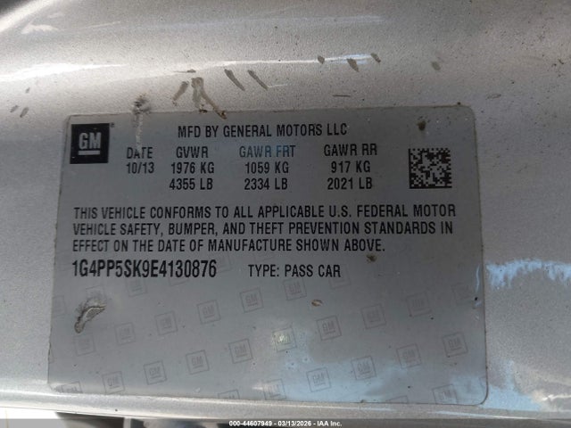 Aukcja sprzedaży 2014 Buick Verano, vin: 1G4PP5SK9E4130876, numer aukcji: 44607949