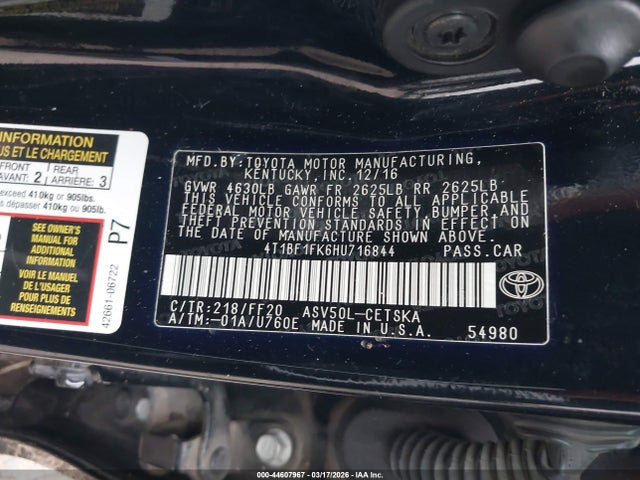 Toyota CAMRY SE 2017 4T1BF1FK6HU716844 Image 9