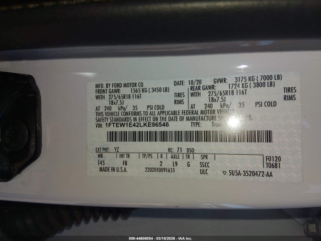 1FTEW1E42LKE96546 Ford F-150 Xlt