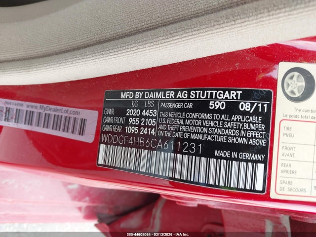 44608064 :رقم المزاد ، WDDGF4HB6CA611231 vin ، 2012 Mercedes-benz C 250 Sport مزاد بيع