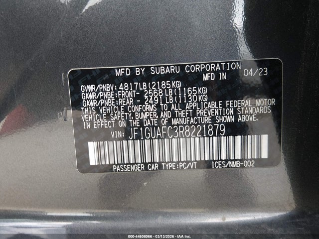 Aukcja sprzedaży 2024 Subaru Impreza Sport 5-door, vin: JF1GUAFC3R8221879, numer aukcji: 44608066